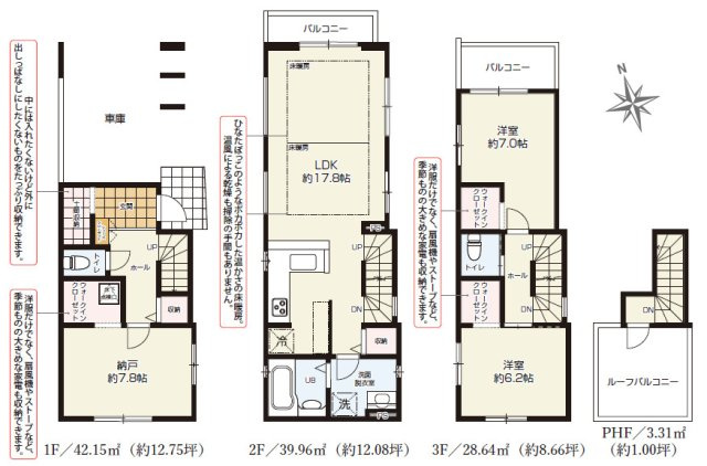 練馬区栄町　心惹かれる魅力的な街　限定1棟の間取り|2LDK+S+土間収納+3WIC+屋上ルーフバルコニー+ビルトイン車庫　敷地面積 63.64ｍ2　建物面積 114.06ｍ2(車庫部分 10.32ｍ2・PHF部分 3.31ｍ2含む)