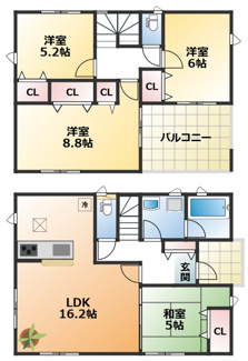 【間取り】 | CRADLE GARDEN小山市横倉第4　1期 | 南向きで日当たり良好な間取りです
