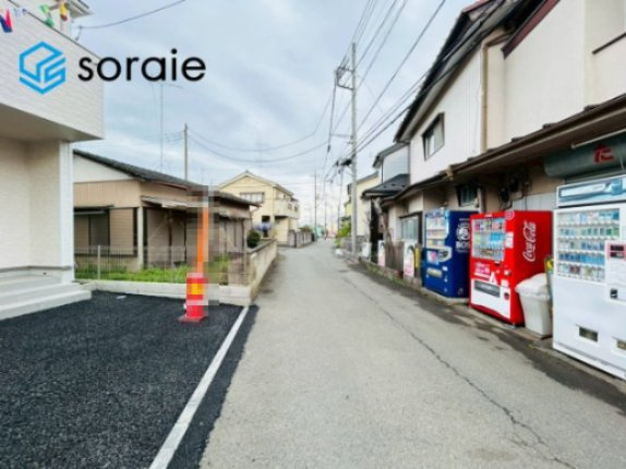 川越市寺尾第18　全4棟　新築戸建　クレイドルガーデンの前面道路含む現地写真|4月10日撮影