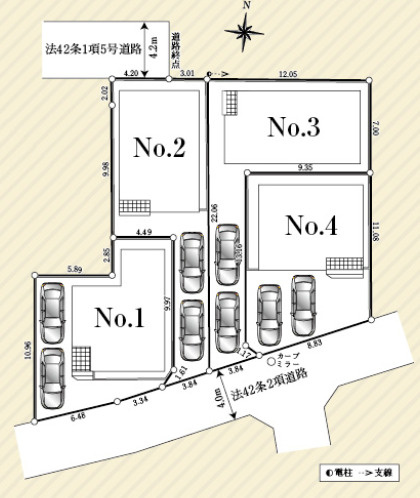 川越市寺尾第18　全4棟　新築戸建　クレイドルガーデンの区画図