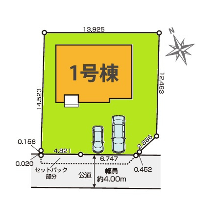 TERRACE　水戸市吉沢町2期 　限定1棟！の区画図|南側道路で日当たり良好、並列駐車可能です。気になる他の物件と合わせての現地ご案内も可能です。HPから、またお電話でも、お気軽にお問い合わせください。

