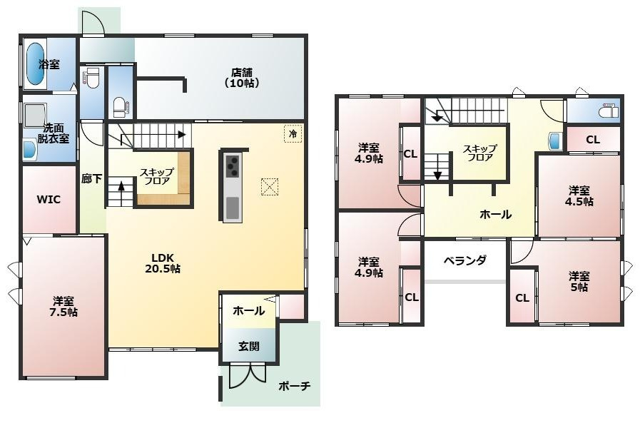 北諸県郡三股町五本松の店付住宅の間取り