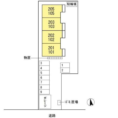 柏崎市田中のアパートの区画図
