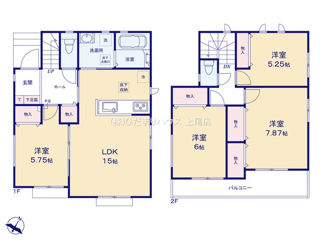 上尾市栄町78番1　新築戸建　ハートフルタウンAの間取り