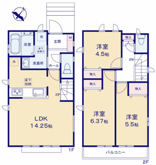 【間取り】 | 【仲介手数料無料！！】日野市東平山2丁目　新築戸建て（全2棟）A号棟　4090万円