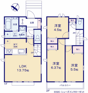【間取り】 | 【仲介手数料無料！！】日野市東平山2丁目　新築戸建て（全2棟）B号棟　3990万円