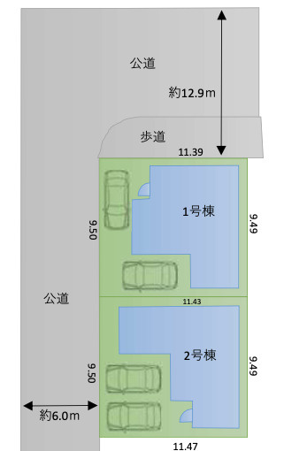 【仲介手数料無料】所沢市中新井１１期全２棟２号棟　所沢の新築なら西武ハウジングの区画図