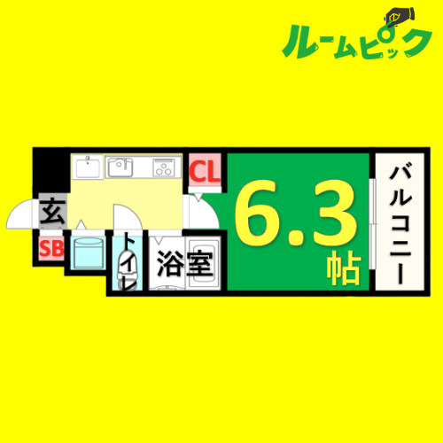 プレサンス金山グリーンパークス　名古屋市賃貸　仲介手数料無料の間取り