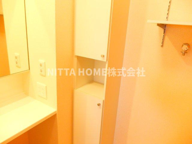 ロイヤルタウン篠山口Ａ棟の洗面所|洗面収納も充実◎