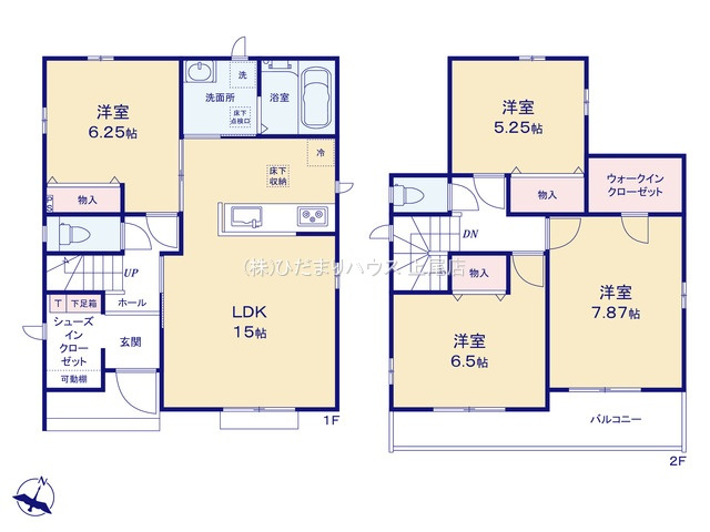 上尾市原市2322　新築戸建　ハートフルタウンCの間取り|4LDK