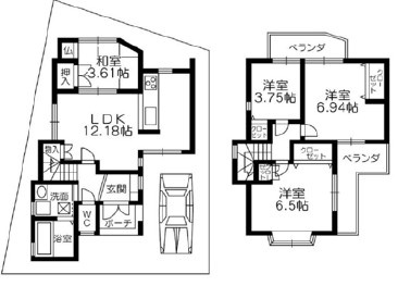 泉大津市綾井戸建の間取り|4LDK