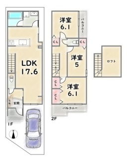 【参考プラン】 | 右京区嵯峨野芝野町　建築条件付 | 《参考プラン》建物価格：1929万円　延床面積：83.84平米（1F:42.93平米　2F:40.91平米）