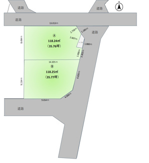 【土地図】 | 【JINSEI】守谷市松ケ丘5丁目B区画　建築条件なしの住宅用地