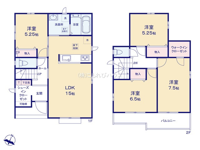 上尾市原市2322番　新築一戸建て　ハートフルガーデン　Aの間取り|【全4棟・A号棟】上尾市原市2322番　新築一戸建て　ハートフルガーデン　A・4LDK・土地面積119.12m2・建物面積96.26m2