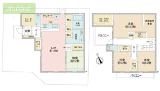 【間取り】 | 太陽光発電　オール電化　電子キー　電動シャッター　旭町