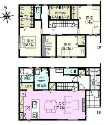 【中古戸建】北群馬郡吉岡町大字大久保の間取り|■間取り図（1号棟）｜敷地面積：234.74（約71.00坪）　建物面積：115.92（約35.06坪）
