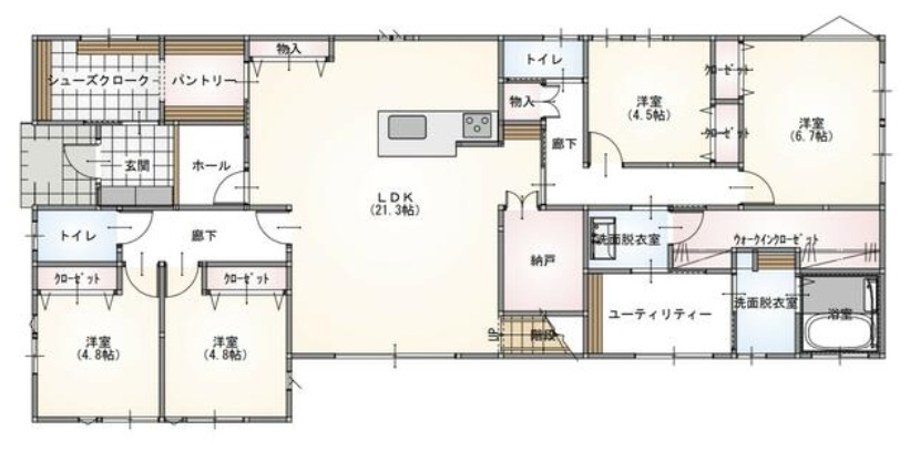 【中古戸建】太田市高林北町の間取り|■間取り図｜敷地面積：303.74㎡（約91.88坪）建物面積：129.18㎡（約39.07坪）