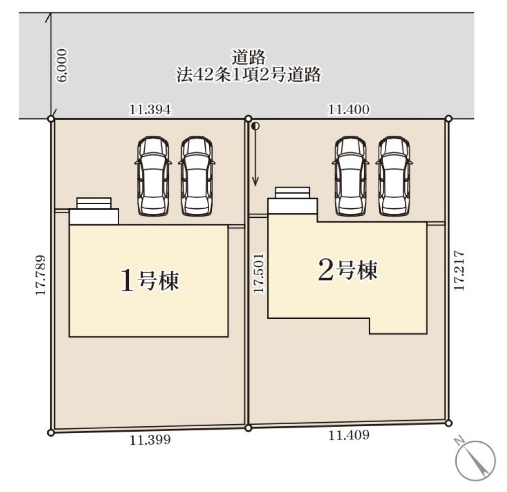 【LiveleGarden】宇都宮野沢町 第7 全2棟の区画図