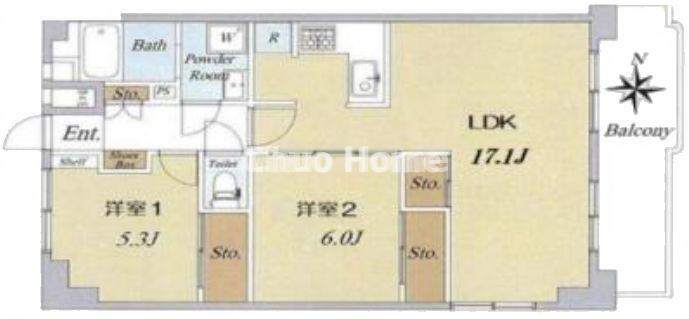 トーア辰巳マンションの間取り|6階部分・日当り・通風・眺望良好。収納豊富な2LDK。