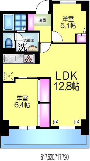 綾瀬プルミエの間取り|602.605.702.705は左右反転タイプになります。
