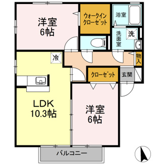 【間取り】 | セジュール・フレア　C棟 | 2LDK