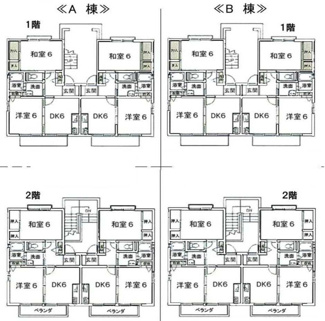 【間取り】 | 大津市雄琴北2丁目6-14,6-15　収益アパート