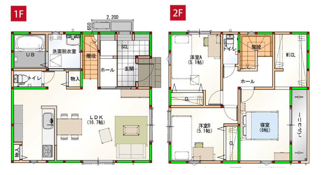 【間取り】 | 八尾市東山本新町8丁目 | 2階建て♪【全洋室3LDK＋駐車スペース】エコなZEH仕様！太陽光発電システム5.28kw搭載☆耐震構造☆（耐震等級3相当）オール電化住宅☆広いWICL完備！※同仕様モデルハウスのご内覧可能です♪