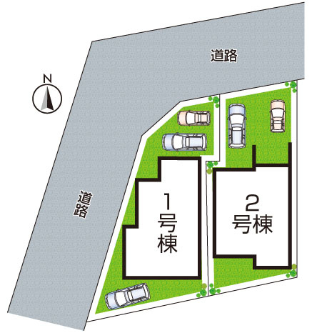 城陽市寺田市ノ久保　新築一戸建ての区画図|全2区画