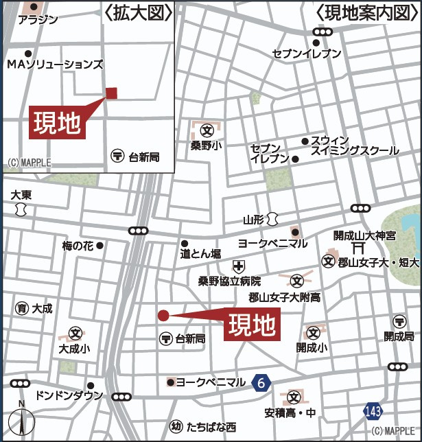 新築戸建・新築建売　郡山市島第3　大成小・第一中の地図|現地案内図