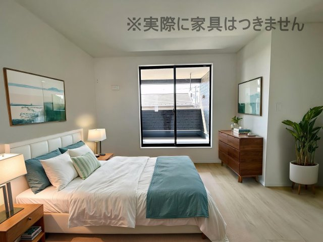 新築戸建・新築建売　郡山市島第3　大成小・第一中の洋室|画像はバーチャルホームステージングの加工による演出で、実際の家具は付きません。