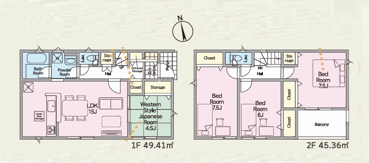 Cradlegarden　 高萩市高萩　第3　1の間取り|　
☆LDKに寛ぎの和室が隣接。お昼寝コーナーにも◎水廻りコンパクトで家事動線ラクラクです。全居室に大容量の収納スペース付き。全室南向きの明るいお部屋♪