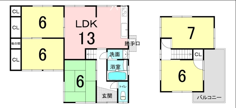 中古戸建　岩出市山崎の間取り