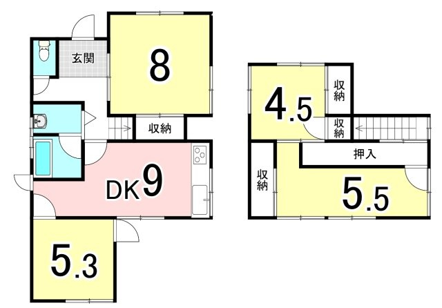 中古戸建　和歌山市岩橋の間取り