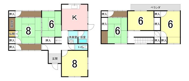 中古戸建　和歌山市三葛の間取り