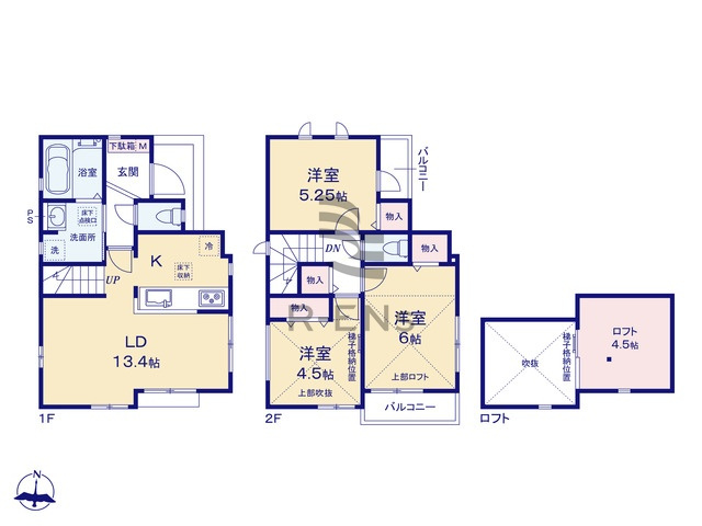 【間取り】 | 西東京市北原町３丁目　新築戸建て | 3LDK・土地面積88.89ｍ2・建物面積70.90ｍ2
