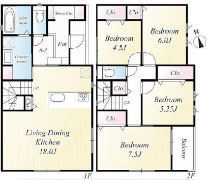【間取り】 | 加古川市第1平岡町二俣（全5）　1号棟 | ４LDK+SICです。