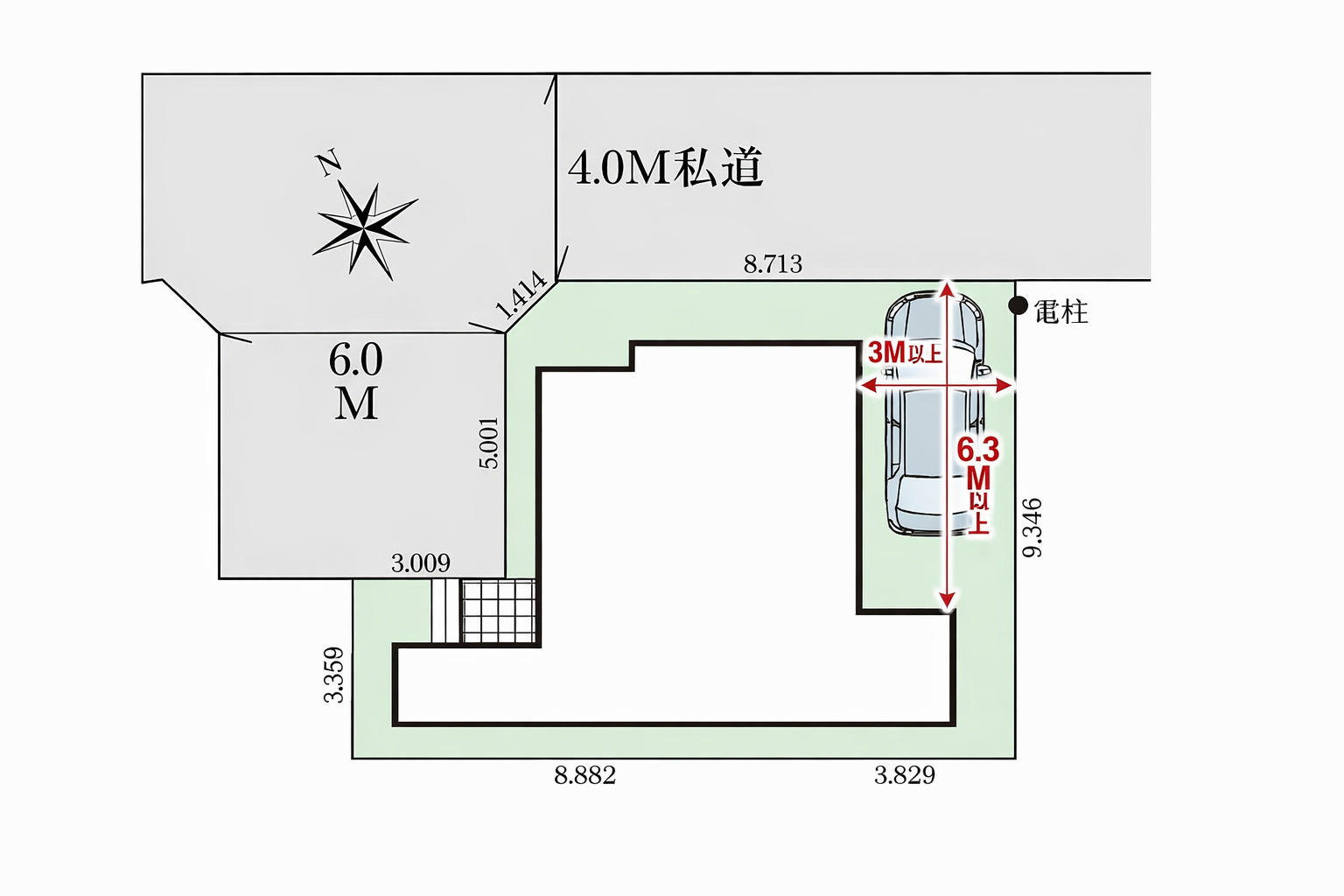 所沢市上新井4丁目・全1棟　新築一戸建　～収納充実～の区画図|駐車1台可能です。