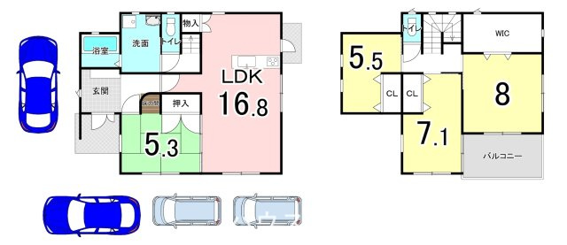 中古戸建　和歌山市中筋日延の間取り
