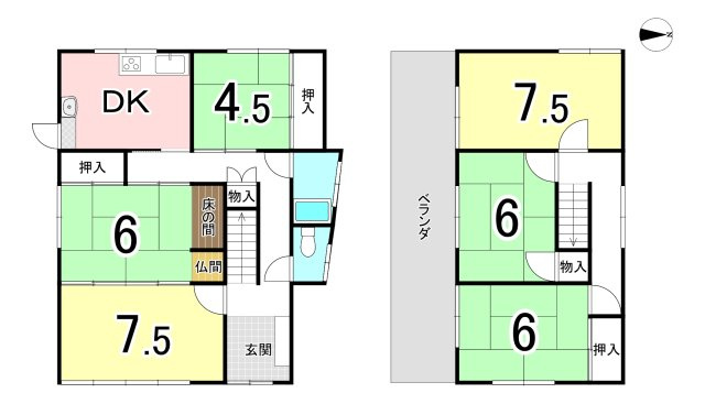 中古戸建　岩出市清水の間取り