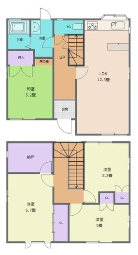 和歌山市 弘西（紀伊駅） 2階建 4ＳＬＤＫの間取り