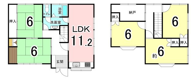 中古戸建　和歌山市加納　5SLDKの間取り