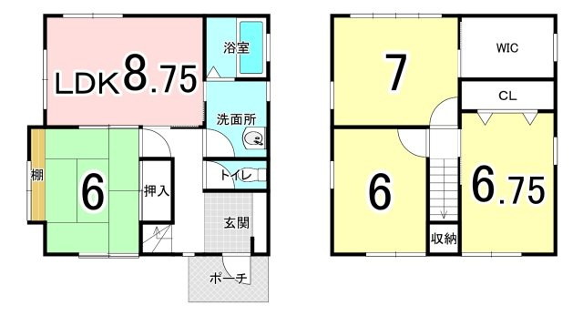 中古戸建　岩出市川尻の間取り