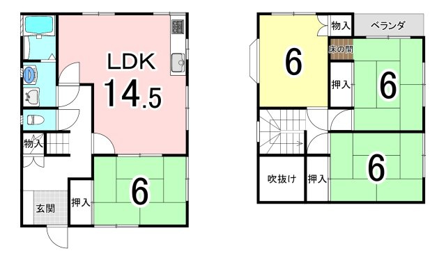 中古戸建　和歌山市楠本の間取り