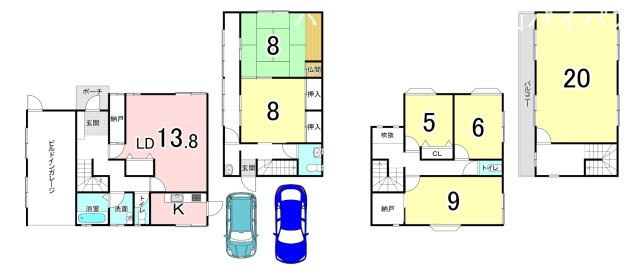 中古戸建　岩出市中島の間取り