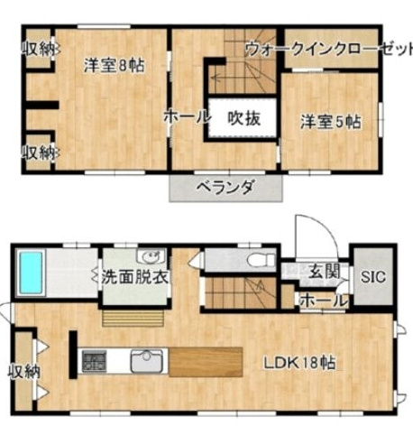 中古戸建　朝日の間取り