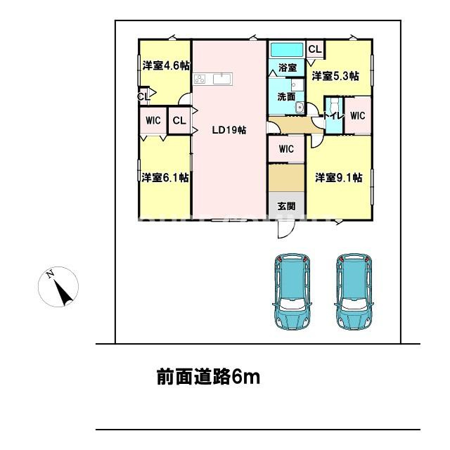 御料１期　平屋の新築戸建ての間取り