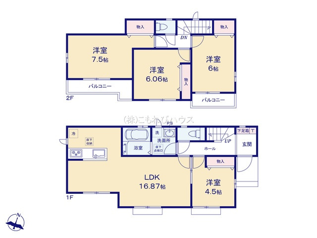 桶川坂田東　第2期　新築一戸建て　ハートフルタウン　Bの間取り|桶川坂田東　第2期　新築一戸建て　ハートフルタウン　B、4LDK、土地面積151.73m2、建物面積94.19m2