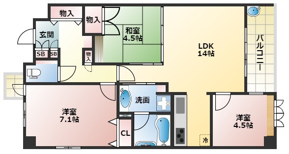 【間取り】 | クラウンハイム西田辺