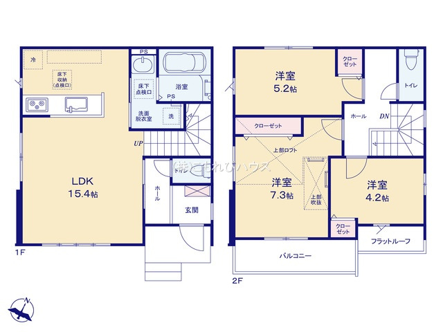 桶川市上日出谷　3期　新築一戸建て　ずっとプラス　01の間取り|桶川市上日出谷　3期　新築一戸建て　ずっとプラス　01、3LDK、土地面積100.43m2、建物面積80.26m2