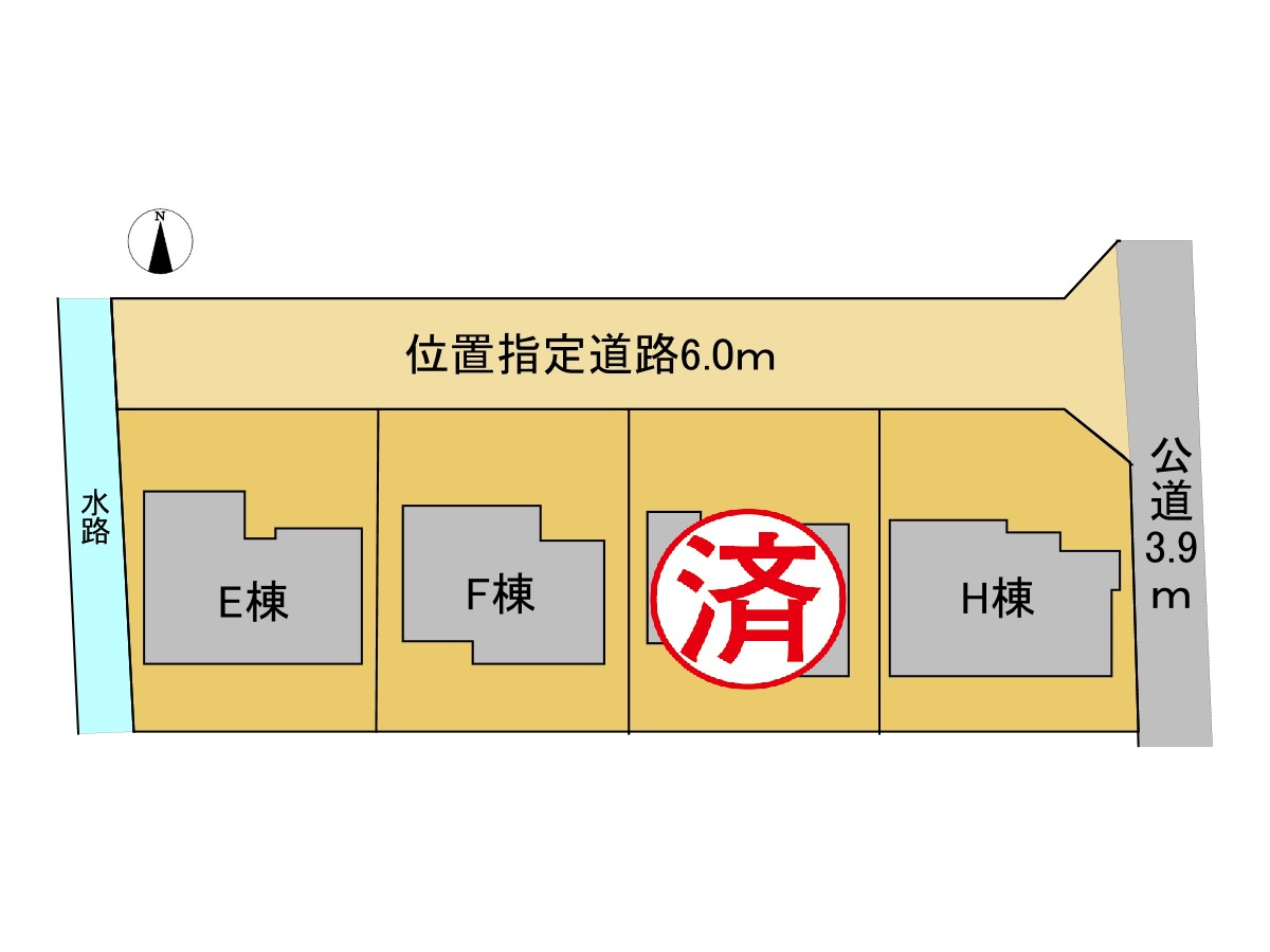 新築戸建　大垣市犬ヶ渕町　全4区画分譲の区画図|■区画図
■YAMADA電機の　ヤマダ不動産　株式会社リライフ　
いつでもお問合わせ下さい。